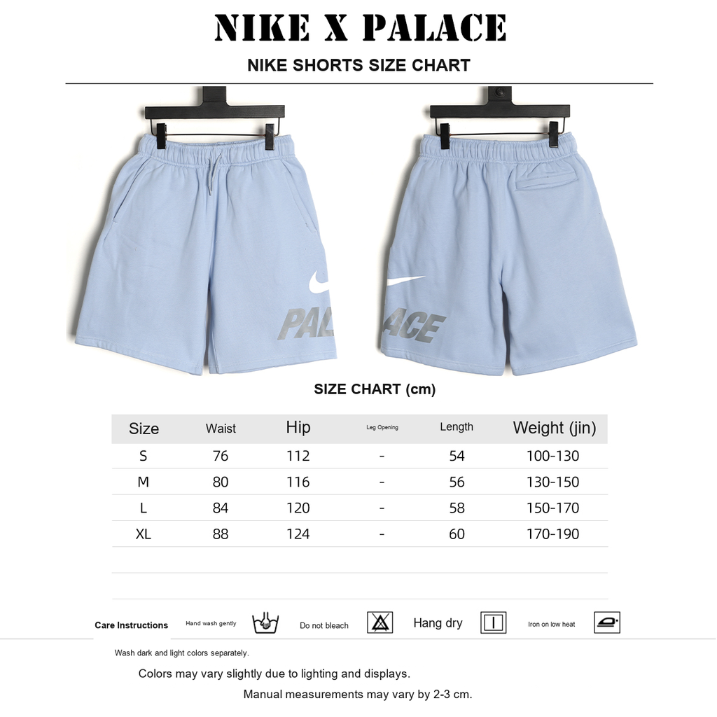 Nike x Palace SS26 Drop 10 Sweat Shorts – Light Blue - size chart