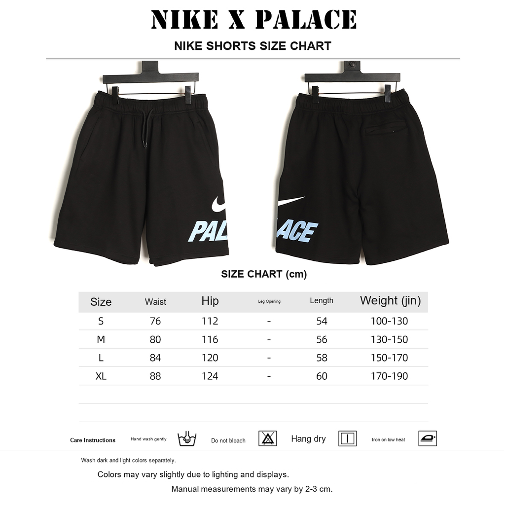 Nike x Palace SS26 Drop 10 Sweat Shorts – Black - size chart