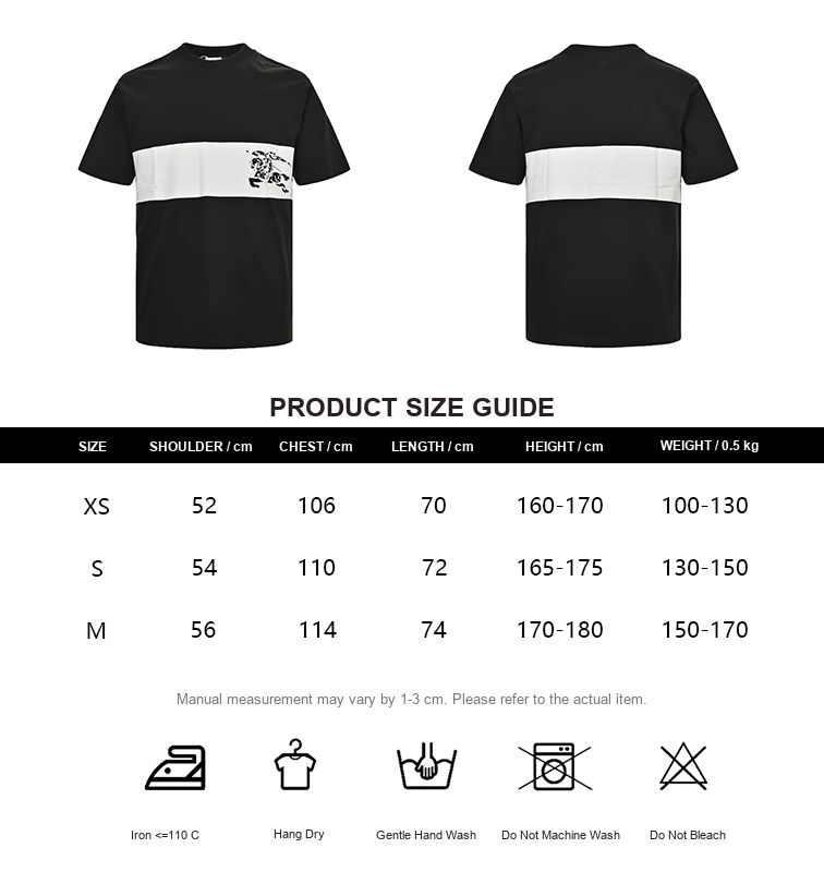 Burberry White Stripe Equestrian Graphic T-Shirt - size chart