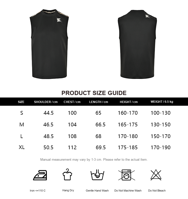Burberry Gradient Equestrian Tape Tank Top - size chart