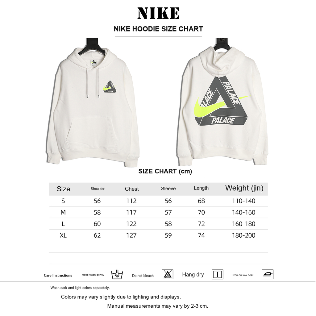 Nike x Palace Logo Hoodie – White - size chart
