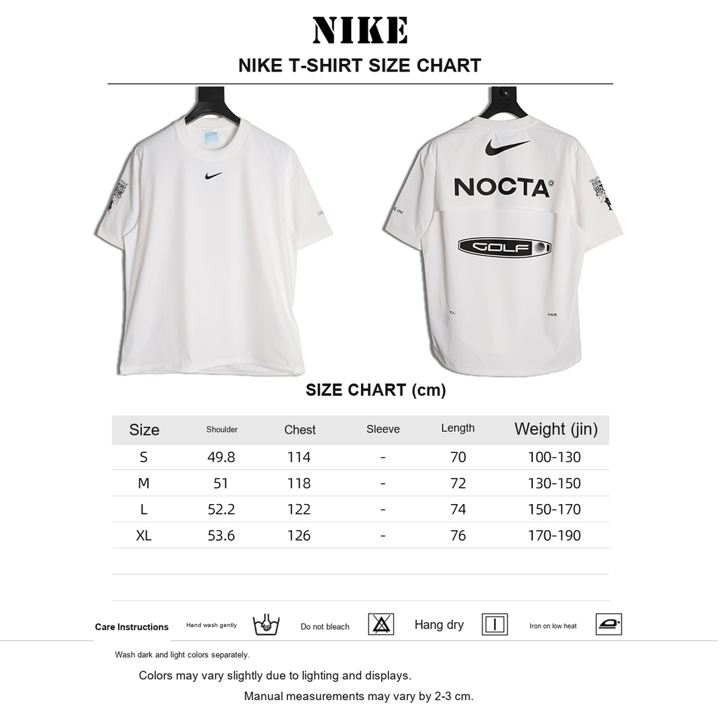 Nike x NOCTA Golf Crewneck T-Shirt – White - size chart