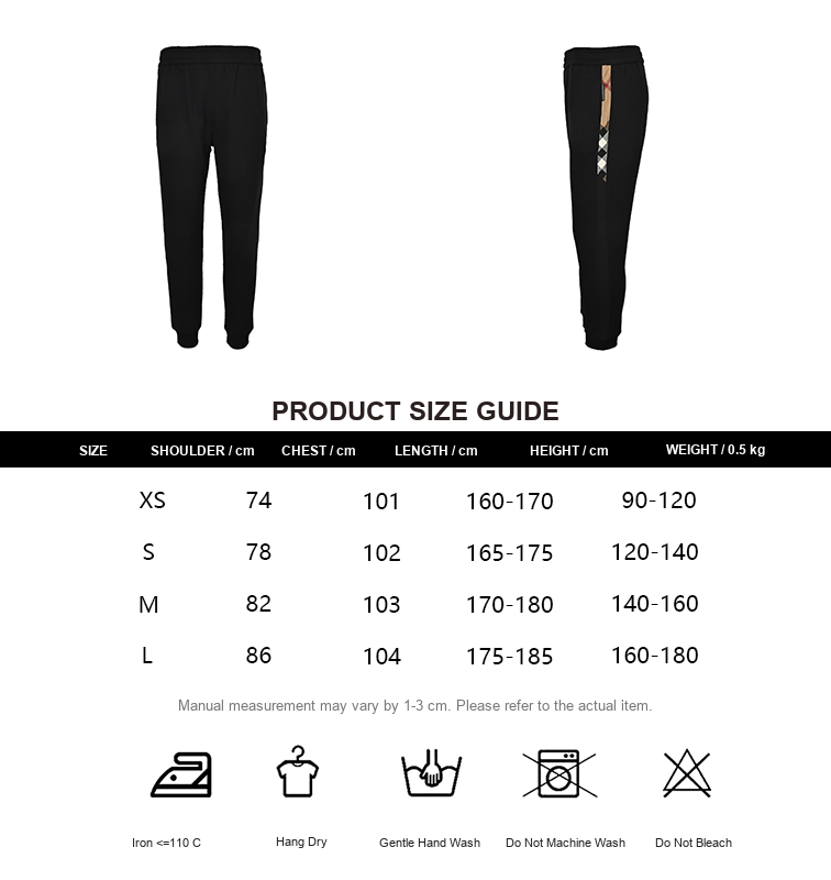Burberry Side-Check Pants - size chart