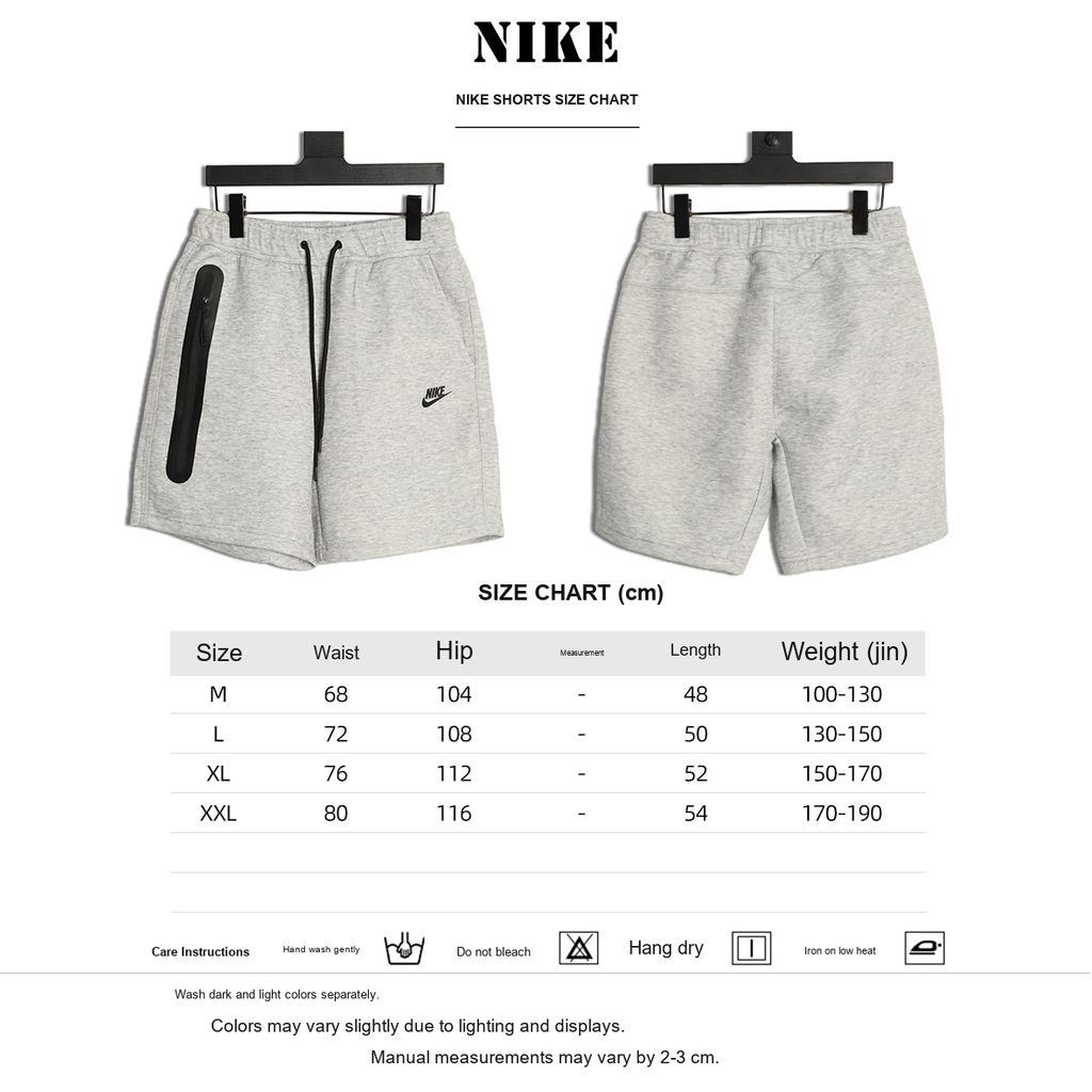 Nike Bonded-Panel Performance Shorts – Light Gray - size chart