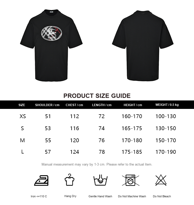 Burberry Check Equestrian Badge T-Shirt - size chart