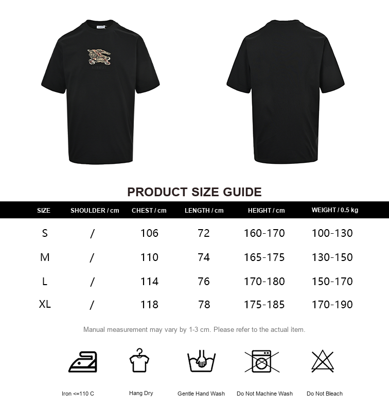 Burberry Check Equestrian Embroidered T-Shirt - size chart