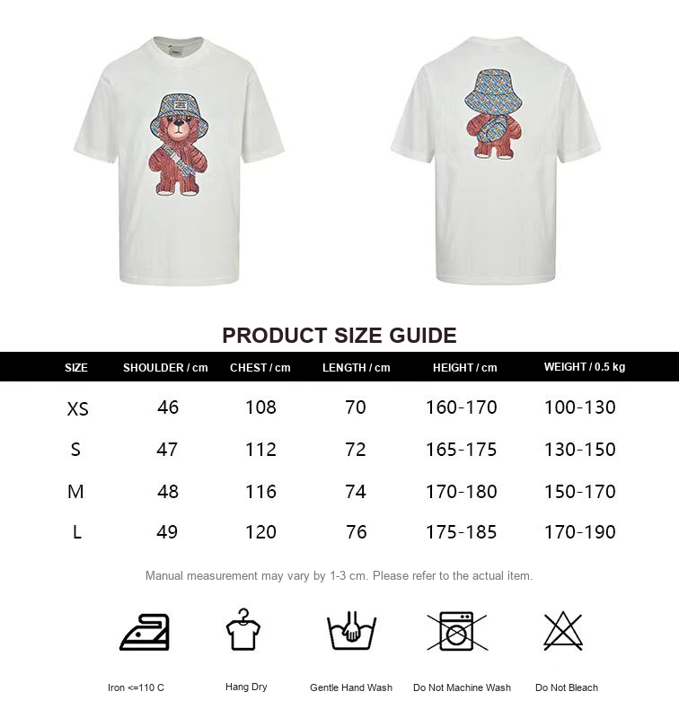Burberry Bear Graphic T-Shirt - size chart