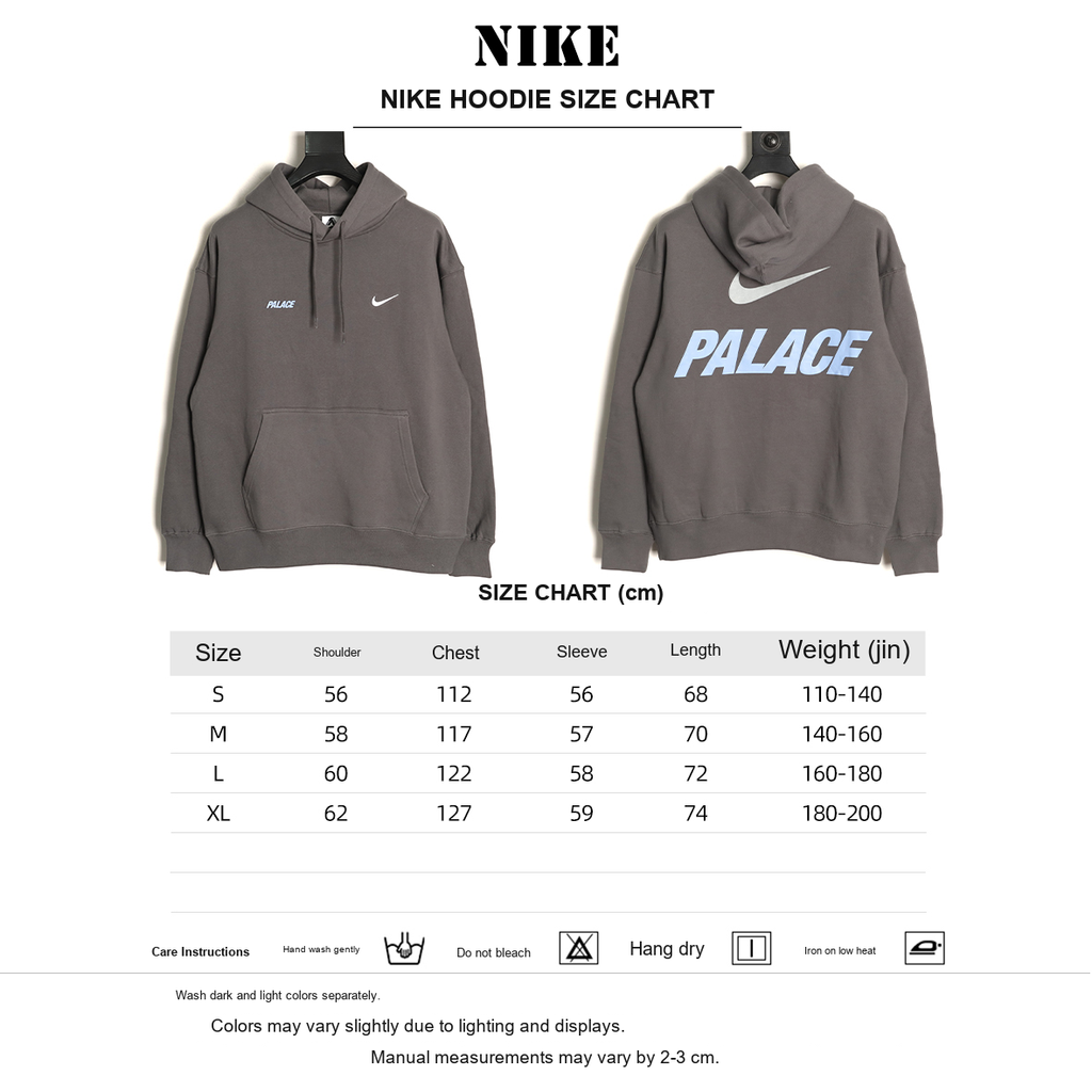 Nike x Palace Logo Graphic Hoodie – Brown - size chart