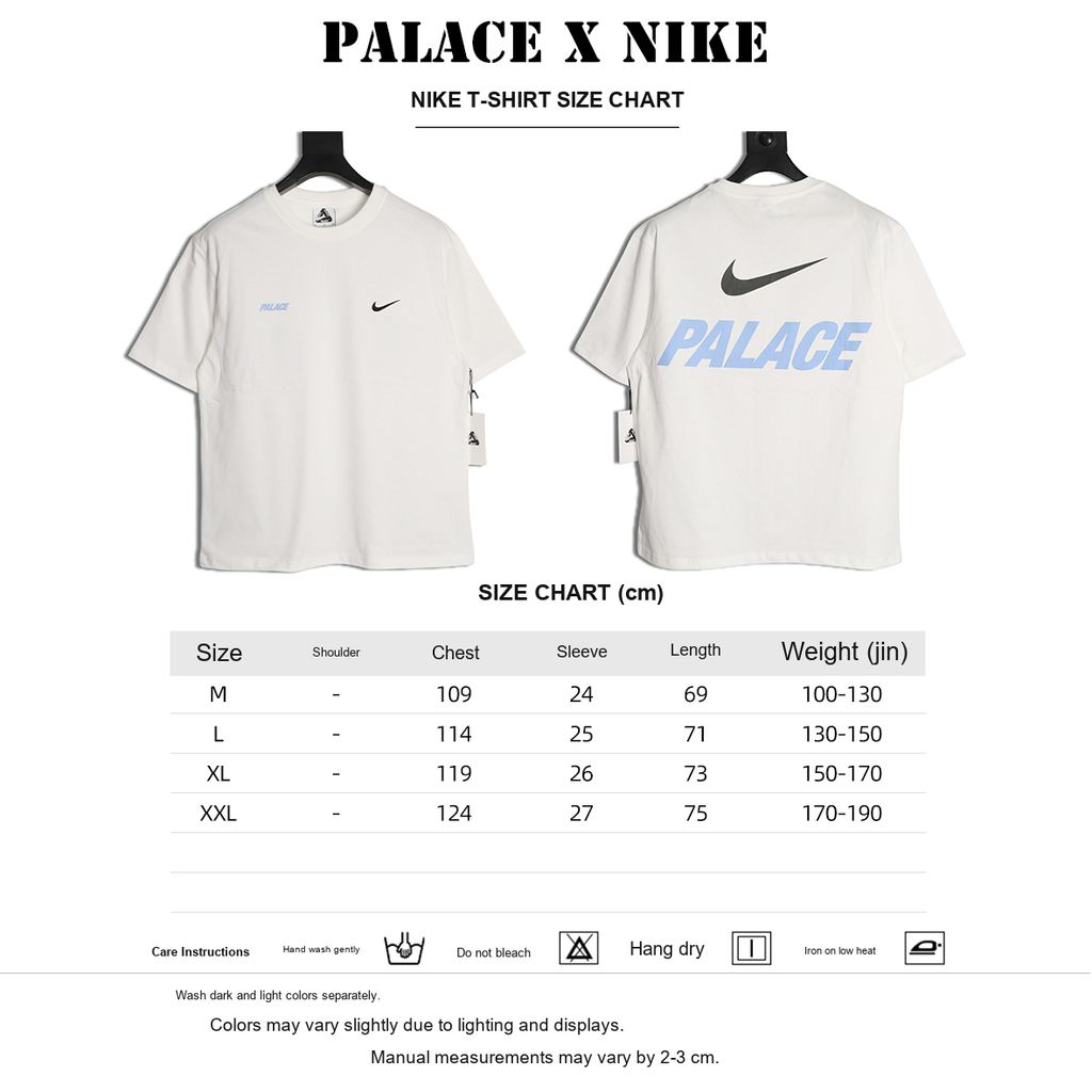 Nike x Palace Logo T-Shirt – White - size chart
