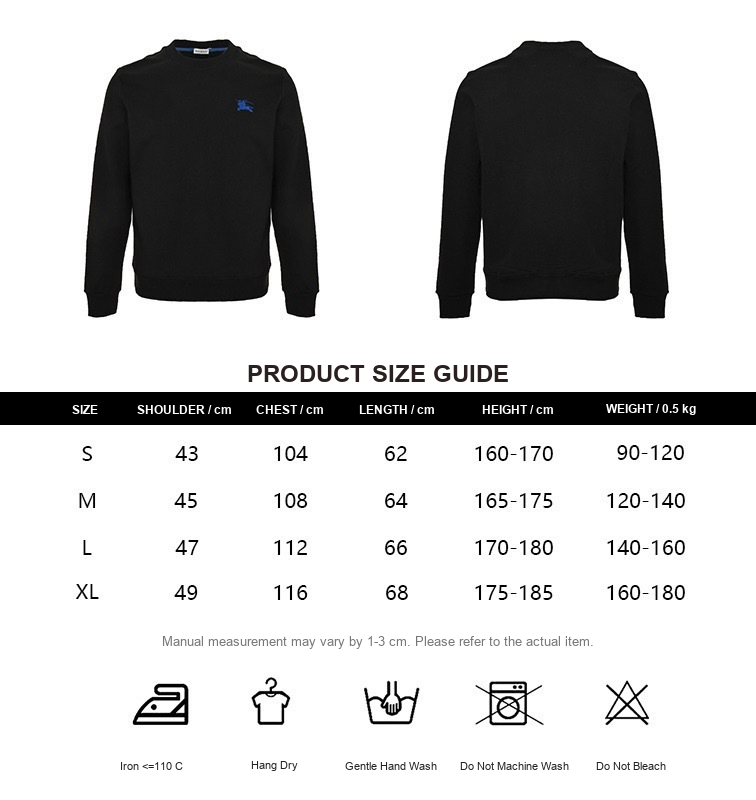 Burberry Blue Equestrian Logo Sweatshirt - size chart
