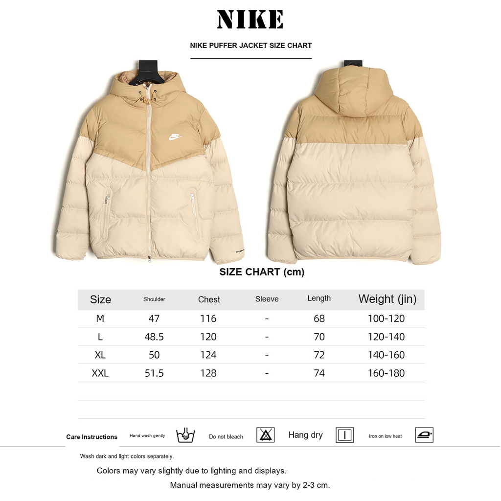 Nike Windrunner Hooded Puffer Jacket – Beige - size chart