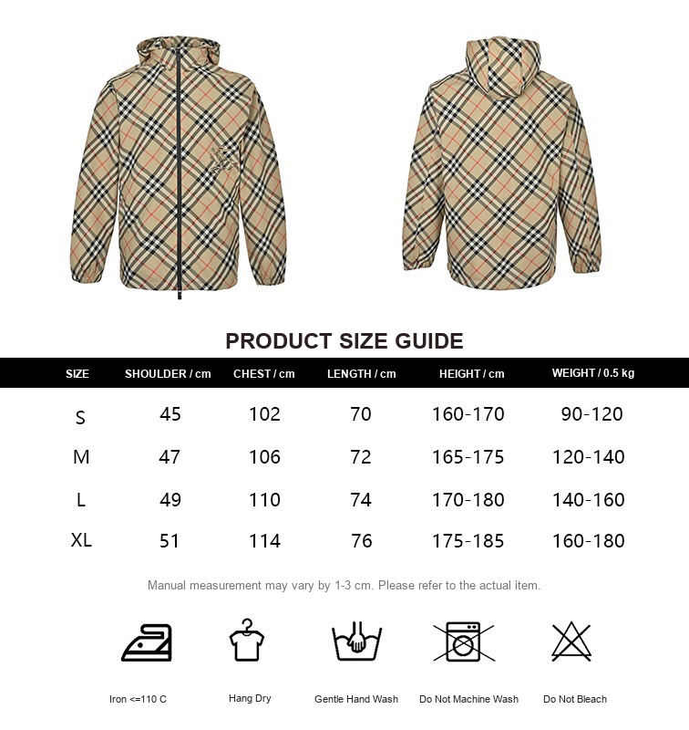 Burberry Check Drawstring-Waist Hooded Jacket - size chart