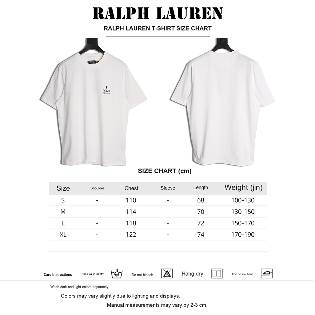 Ralph Lauren Small Logo T-Shirt – White - size chart