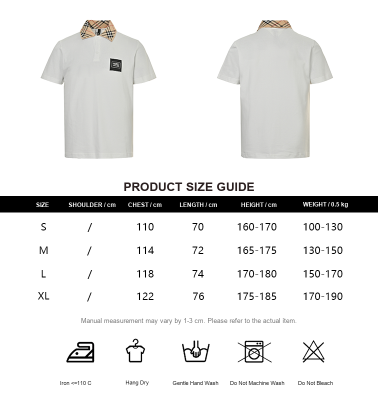 Burberry Badge Check-Collar Polo Shirt - size chart