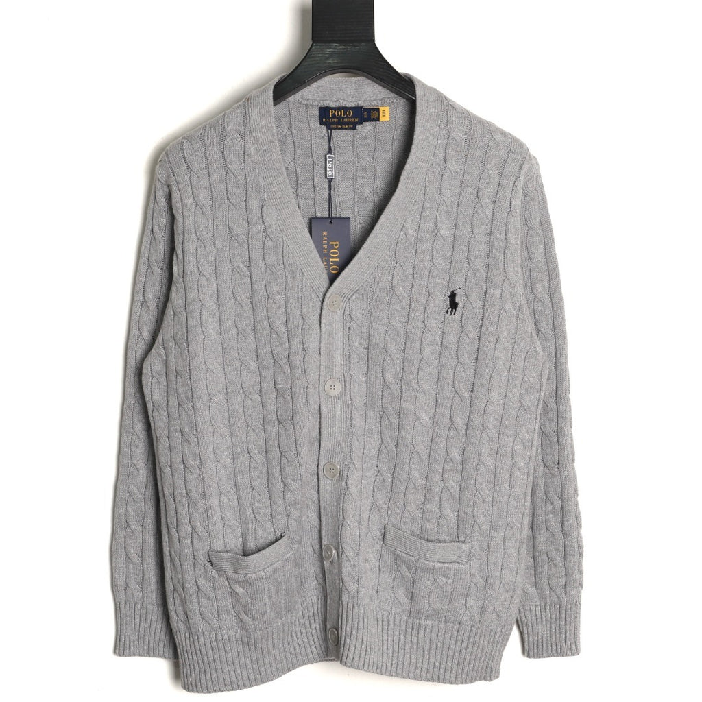 Ralph Lauren Cable-Knit Button Cardigan – Gray - front view