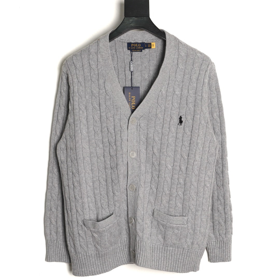 Ralph Lauren Cable-Knit Button Cardigan – Gray - front view