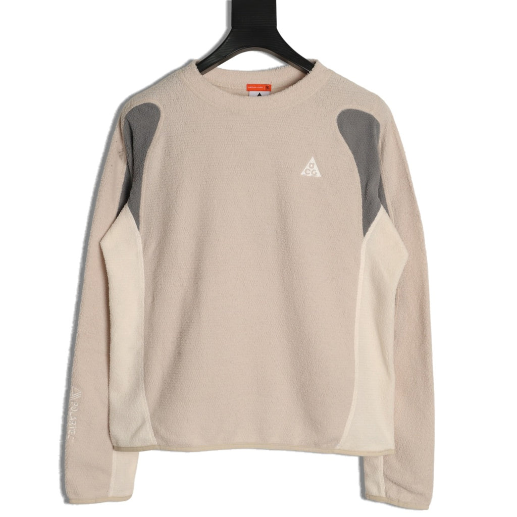 Nike ACG Contrast-Panel Long-Sleeve Top – Beige and Gray - front view