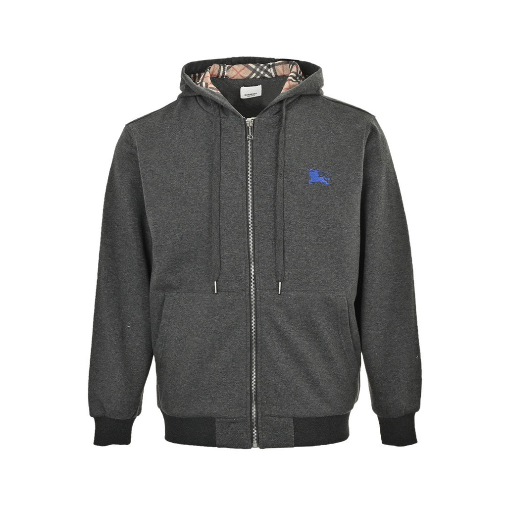Burberry Blue Equestrian Embroidered Zip Jacket - front view