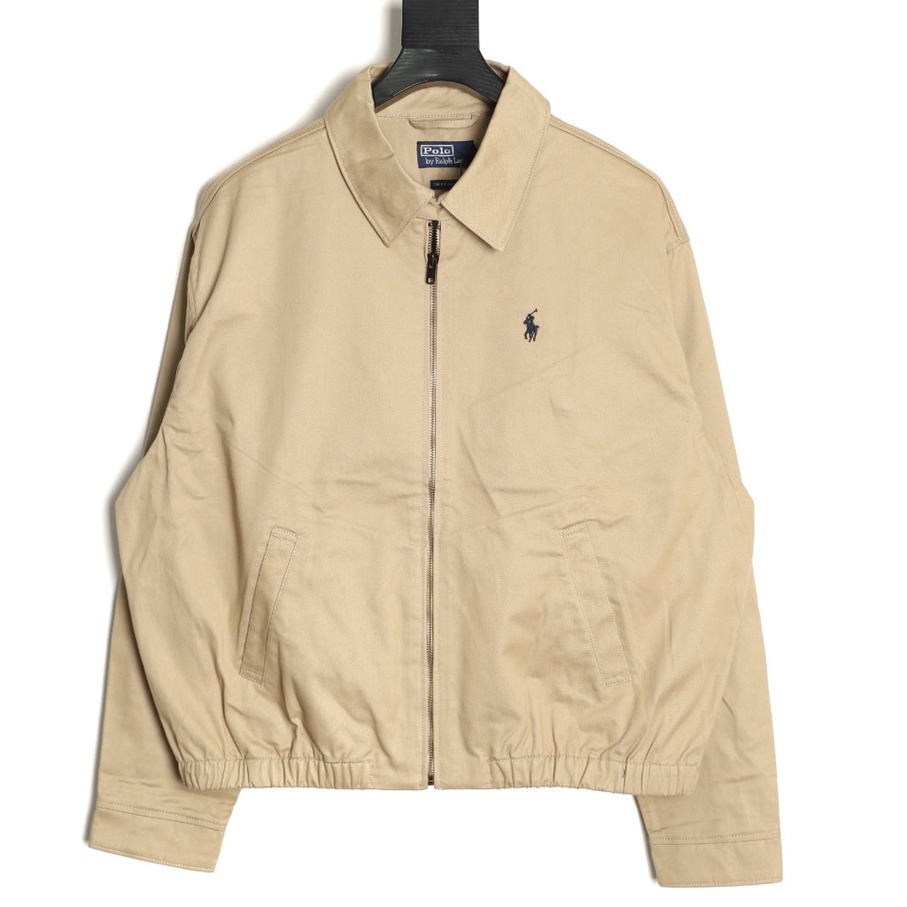 Ralph Lauren Pony Logo Zip Jacket – Tan - front view