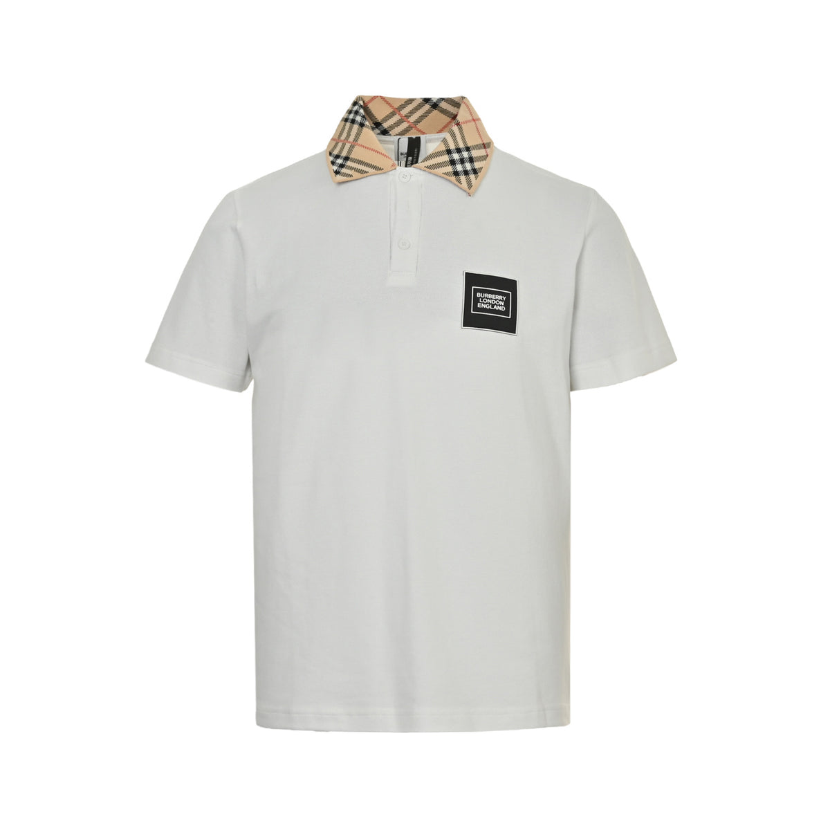 Burberry Badge Check-Collar Polo Shirt - front view