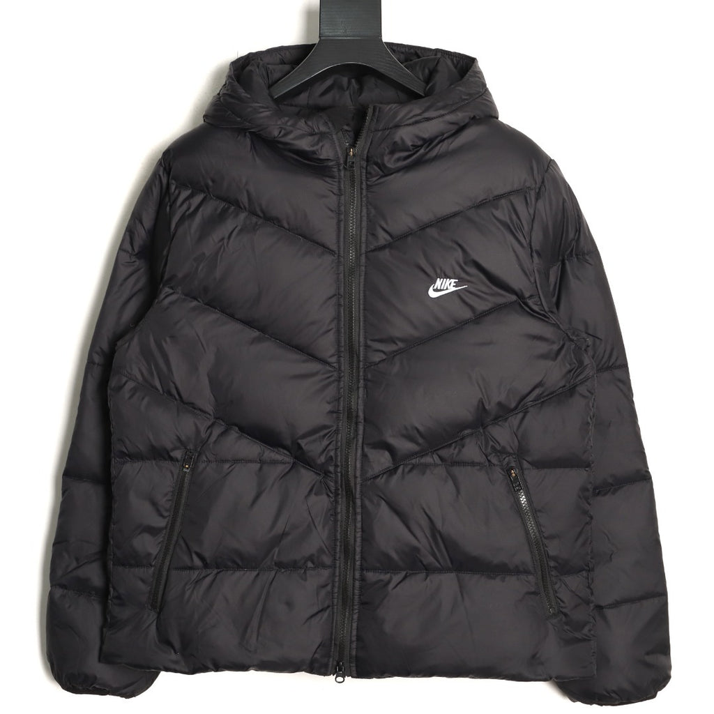 Nike Windrunner 2025 Lightweight Hooded Puffer Jacket – Black - front view