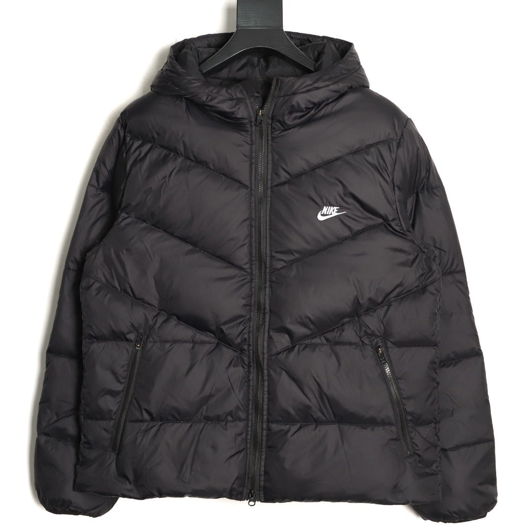 Nike Windrunner 2025 Lightweight Hooded Puffer Jacket – Black - front view