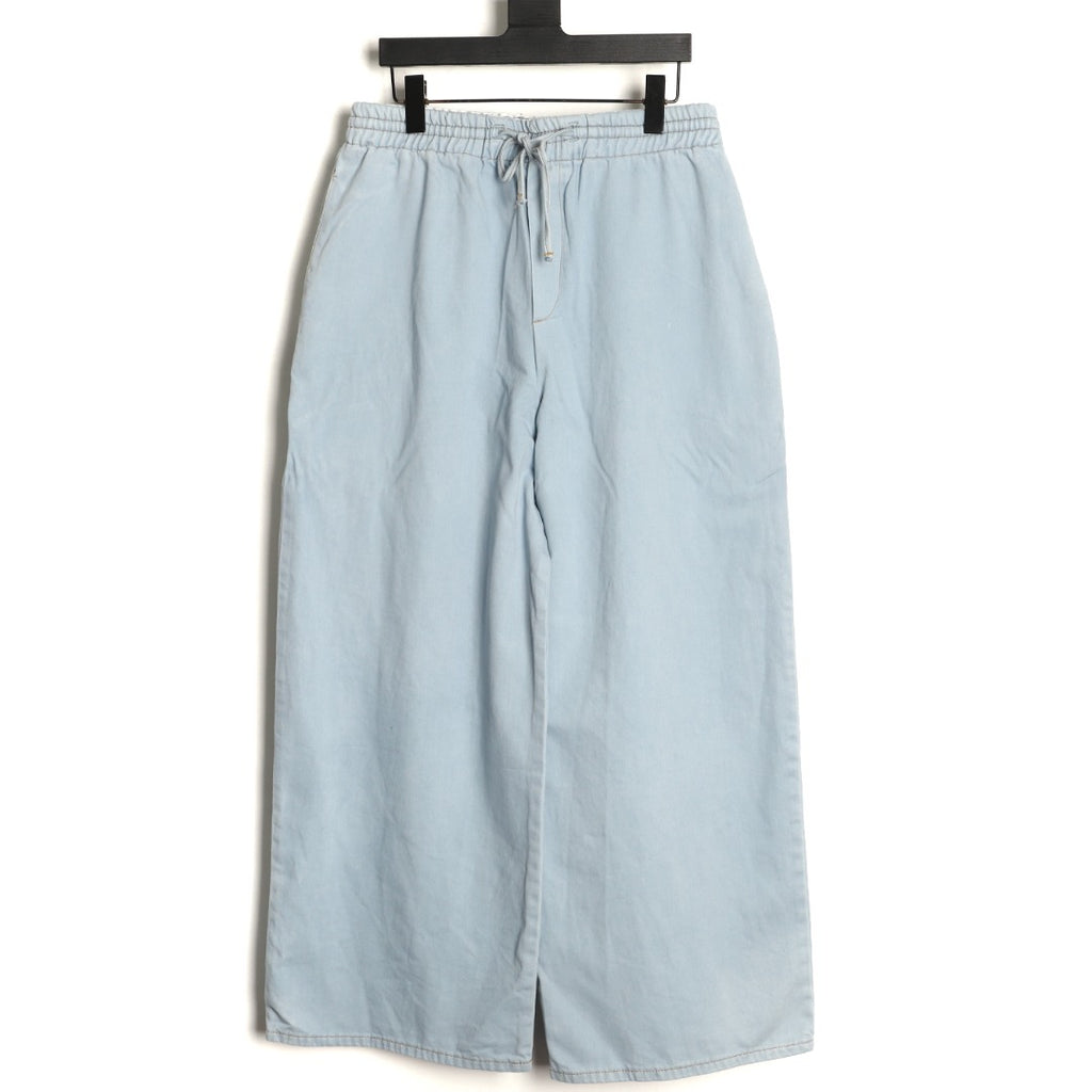 LOEWE Anagram Embroidered Denim Jeans – Light Blue - front view