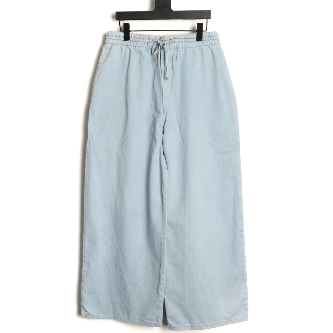 LOEWE Anagram Embroidered Denim Jeans – Light Blue - front view
