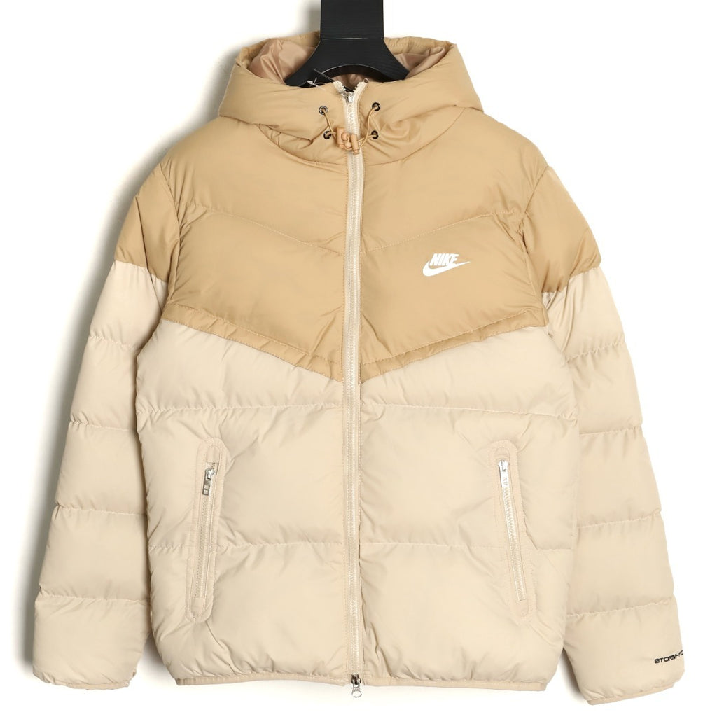 Nike Windrunner Hooded Puffer Jacket – Beige - front view