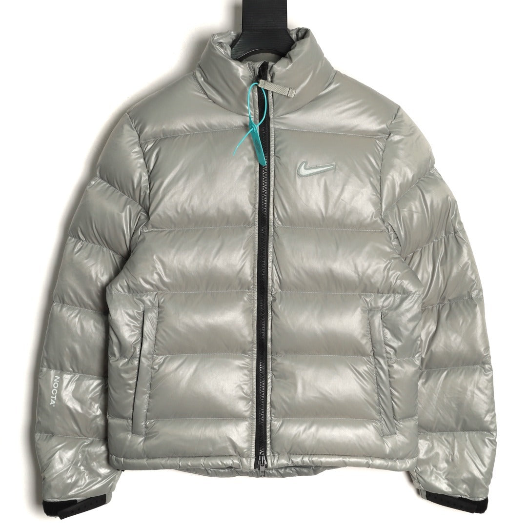 Nike x NOCTA Stand-Collar Puffer Jacket – Silver - front view