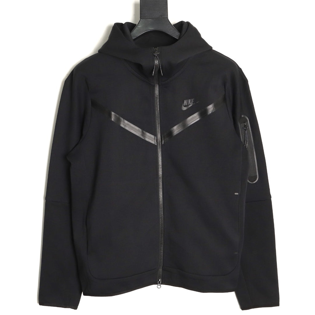 Nike Tech Fleece Windrunner Hooded Jacket – Black and Gray - front view