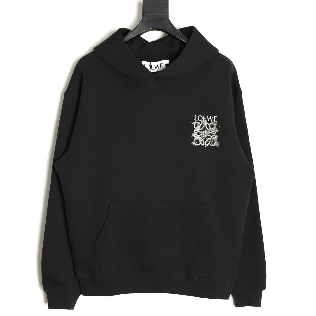 LOEWE Leaf Logo Hoodie – Black - front view