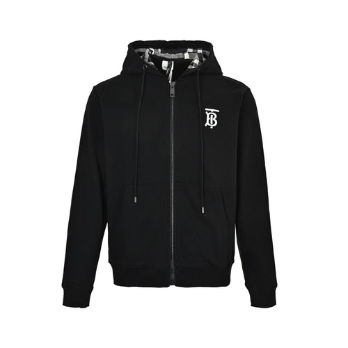 Burberry Badge Check-Hood Zip Hoodie - front view