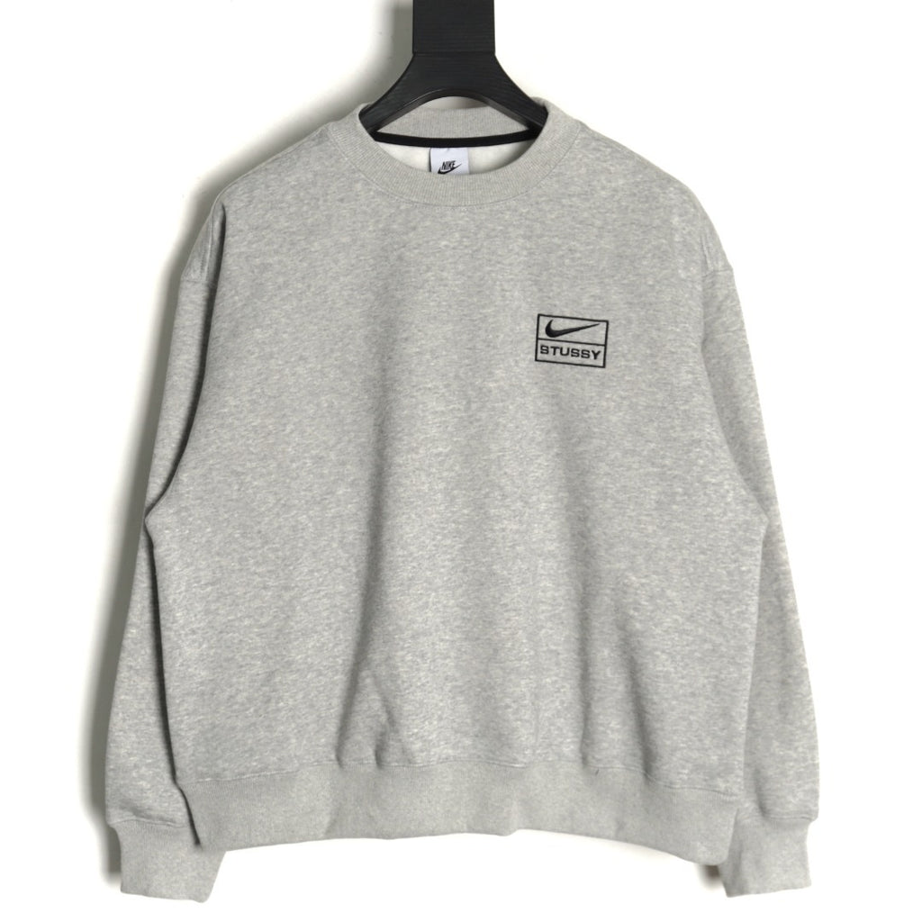 Nike x Stussy 23SS Embroidered Fleece Sweatshirt – Gray - front view