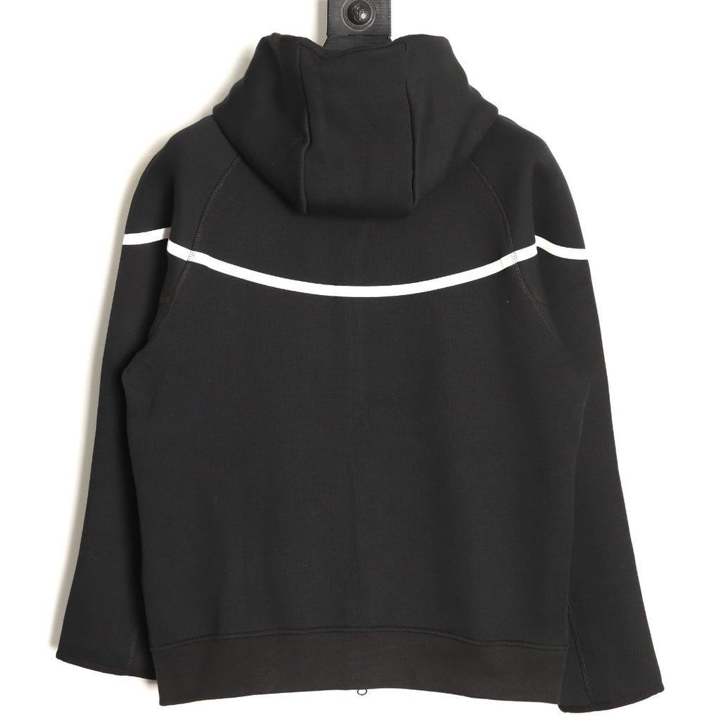 Nike Tech Fleece Windrunner Hooded Jacket – Black and White - back view