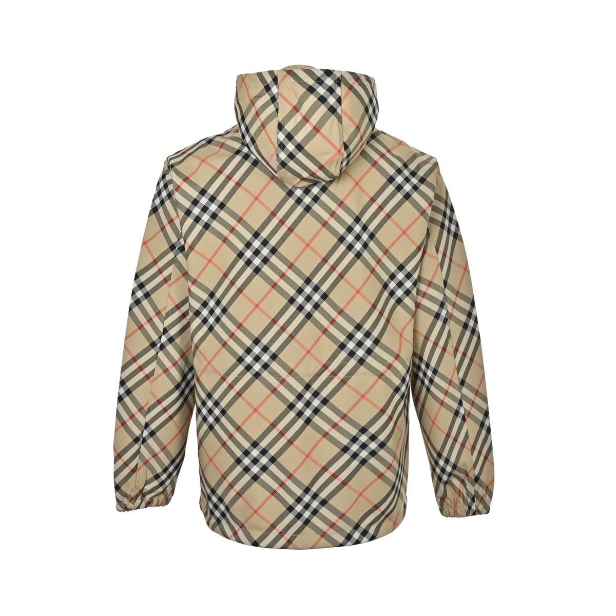 Burberry Check Drawstring-Waist Hooded Jacket - back view