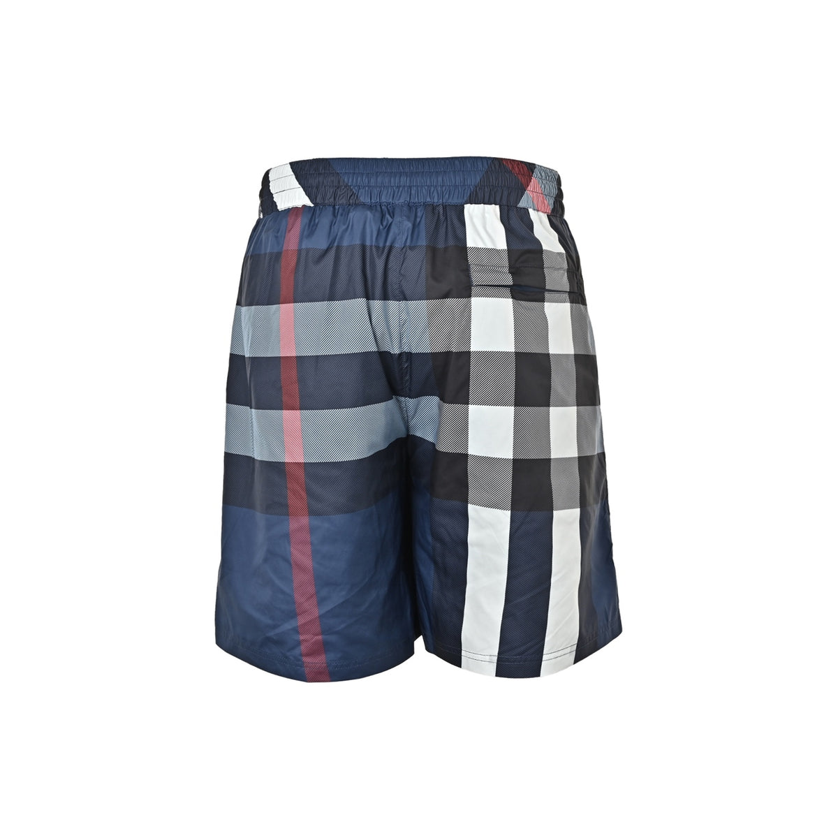 Burberry Blue Check Drawstring Beach Shorts - back view
