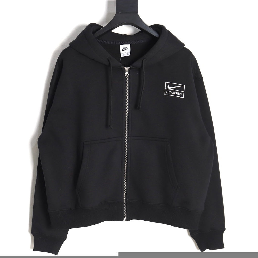 Nike x Stussy Drawstring Zip Hoodie – Black - back view
