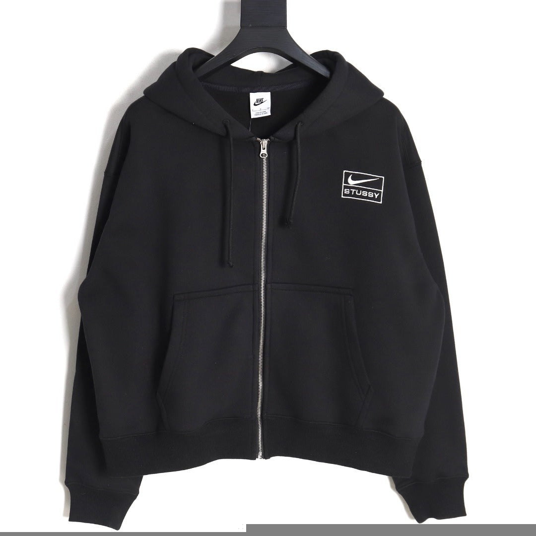 Nike x Stussy Drawstring Zip Hoodie – Black - back view